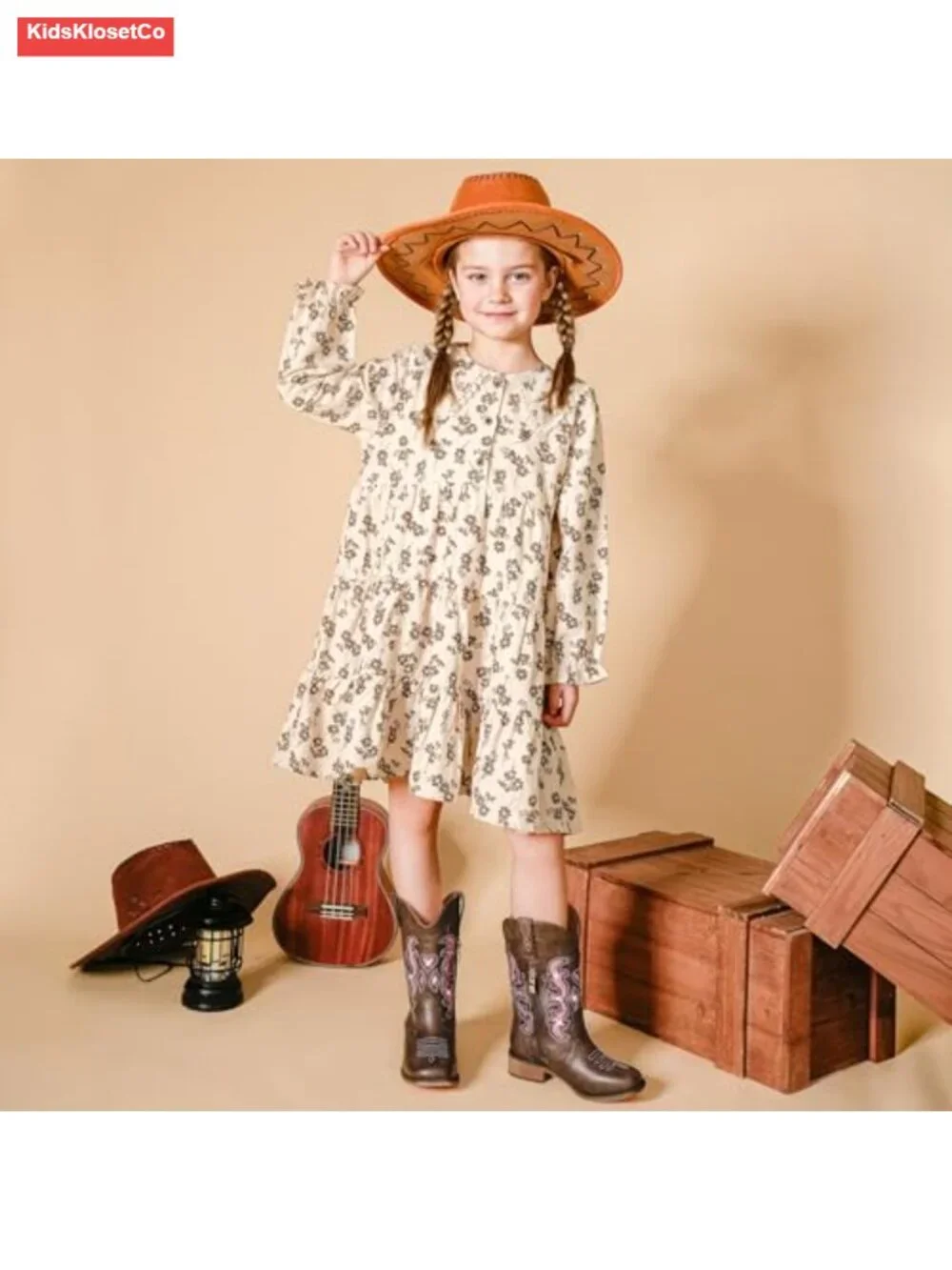 Kids Cowgirl Boots Square Toe Zipper Mid Calf Low Heel Horse Riding